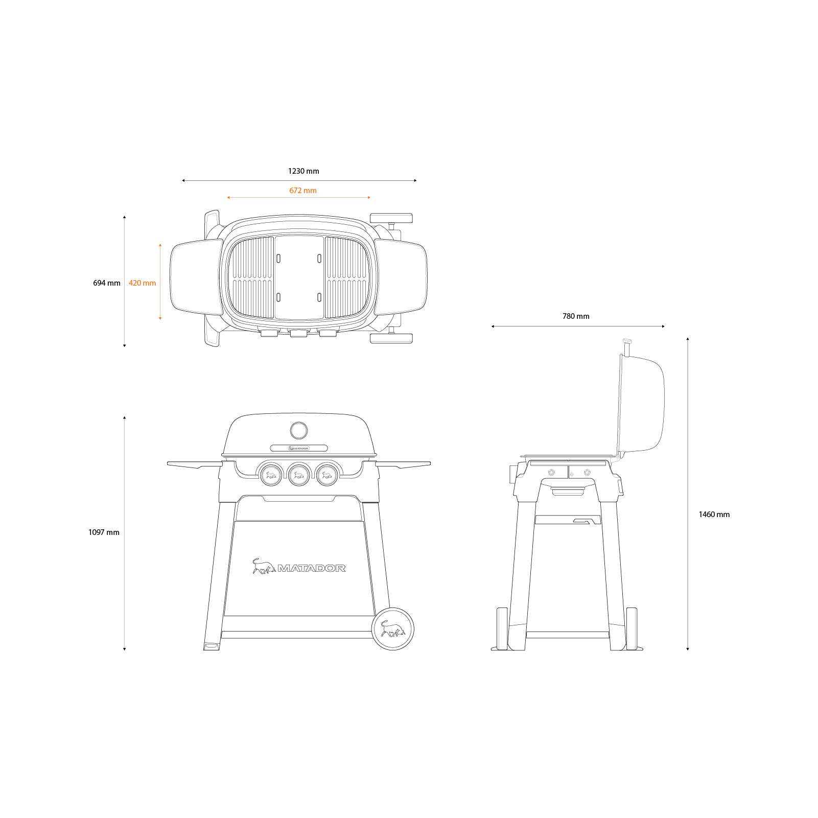 Matador 3 top burner bbq